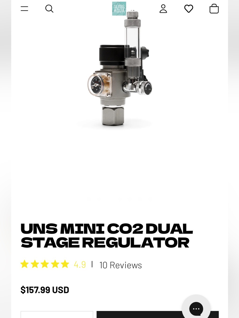 UNS Mini CO2 Dual Stage Regulator - Silver with diffuser